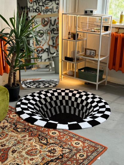 Black Hole 3D Area Rug, Optical Illusion Decor, Abstract Rug Gift