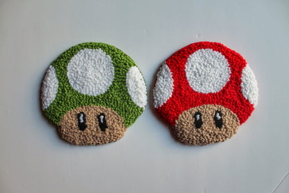 Tufted Mario Game Mug Rug, Punch Needle Coaster, Handmade Mug Rug