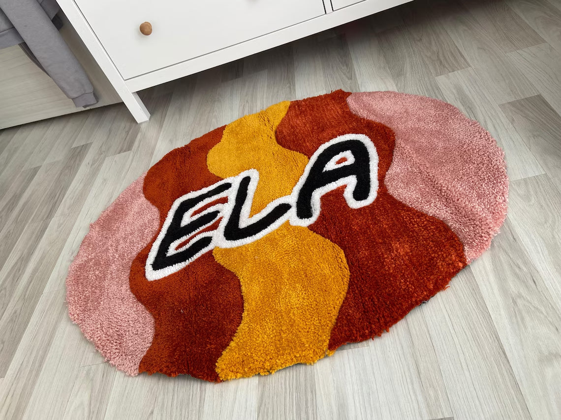 Personalized Named Baby Room Tasseled Carpet