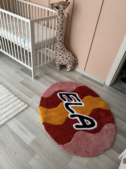 Personalized Named Baby Room Tasseled Carpet